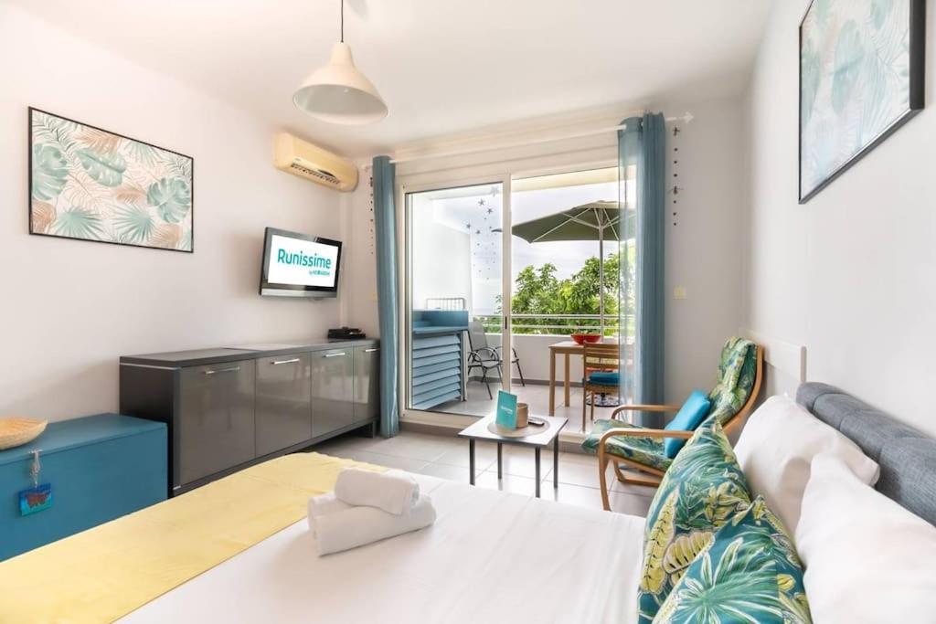 Flamboyant - Studio 2 Personnes Avec Lit De Qualite Hoteliere Separable Pour Couple Ou Amis Avec Tres Belle Terrasse A 12 Min A Pied Ou 4 Min En Voiture Du Lagon De L'Ermitage - St Gilles Les Bains ลาซาลีน เลอแบ็ง ภายนอก รูปภาพ